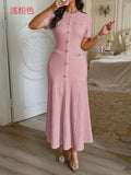 Dili Simple Elegant Style Button Short Sleeve Dress Dress Women's 2025 Autumn And Winter