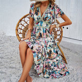 Dili Women's Dress 2025 Spring And Summer Leisure Holiday Print High-Waisted Dress