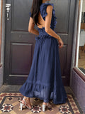 Dili Elegant Temperament Windy Style V Solid Dress Dress Women's Dress 2025 Autumn And Winter