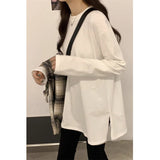 Deyvet Warm Loose Big White T With Winter Plus Velvet Long-Sleeved T-Shirt Women Folded In The Coat Of Clothing