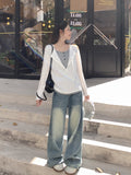 Fake Two Half-Neck Laziness With A Long-Sleeved T-Shirt Girl 2026 Autumn New Shoulder-Bottomed Shirt Top