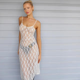 2025 Summer Women's Lace Transparent Slings Mid-Length Skirt Burst Fashion Sexy Dress