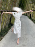 The New Hopeful Holiday Wind Tied With White Dress Summer Short-Sleeved Dress