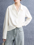 2026 Spring New Comfortable Soft Skin Flat Fake Two Lace Splicing Collar Irregular Kinks Loose Shirt
