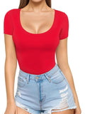2025 Sexy Women's Low Round Collar Short-Sleeved T-Shirt T-Shirt