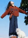 Red Jaspers Overturned Sweater Women's 2026 Spring Vintage Casual Style Lazy Slimming Zippered Jacket