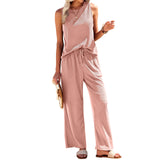 Women's Homewear Set Spring And Autumn Vests Trousers Two-Piece Waffle Pajamas Set