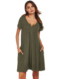 Women's Pyjamas Short-Sleeved Pocket Modal T-Button Home Clothes Women