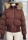 Fashion Winter Korean Woolen Hooded Zip Cotton Suit New 2025 Short-Sleeved Women's Clothing