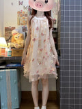 French Romantic Sleeveless Hanging Neck Dress Girl Summer Sweet Girl Little Seaside Holiday Atmosphere Skirt
