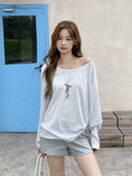 Korean Lazy Wind Stripe U Collar Sunscreen Jersey Long-Sleeved T-Shirt For The Summer Of 2026 Unique Niche Blouse