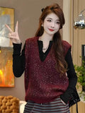 European Goods Lint Sleeveless Knitted Vest Women 2025 Autumn And Winter New Folding High-End Horse Clip Top Tide