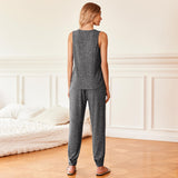 Spring And Summer Lady Home Clothes Yarn Pit Coat Clad Trousers Casual Pajamas Set