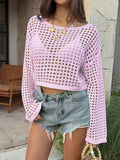 Dili Y2K Sexy Fashion Hollow Long-Sleeved T-Shirt Women's Clothing 2026 Spring And Summer