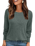 2025 Women's Simple Commuter T-Shirt Women's Pit Round Neck Long-Sleeved Top