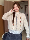 Soft Glutinous High-End Sense Collar Flowers Embroidered Cardigan Sweater Coat Women's Autumn And Winter Languid Wind Wearing Top