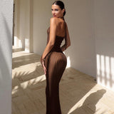 Autumn 2025 New Women's Temperament Elegant Hanging Neck Knitless Sleeveless Dress