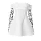 Women's Clothing 2025 Summer New Temperament Shoulder Long Sleeve Sexy Body Lace Short Dress