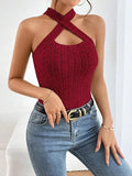 2025 New Self-Repair Cross-Hanging Sleeveless Shoulder Lady Sexy Vest Top