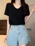 Pure U-Necked White Short-Sleeved T-Shirt Women's Summer 2025 New Design Feel Korean Version Of Loose Solid Color Top