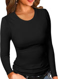 2025 New Women's Modale Ro-Necked T-Shirt Basic Solid Long Sleeve