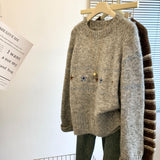 Special Counter Withdraws Big-Name Shear Women's Flower Embroidery Jacket Sweater Women's Autumn And Winter Lazy Wind Loose Knitting Top