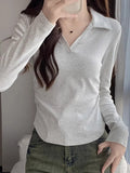 Pure Cotton POLO Collar Long-Sleeved T-Shirt Lady Spring And Autumn Dress Wears 2025 New Bottom Shirt Inside The High Sense Of Top