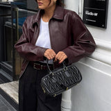 Dili Casual Holiday Long-Sleeved Jacket Leather Jacket Women's 2025 Autumn And Winter