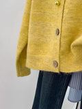 High-Grade Soft-Creative Yellow Knitted Cardigan Coat Women's Spring And Autumn Loose Short Small Lazy Long-Sleeved Sweater