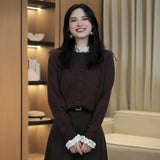 French Retro Knitted Cardigan Women's New Slimmed-Up Shirt Long-Sleeved Tops In The Fall Of 2025