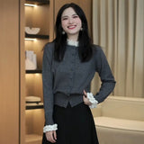 French Retro Knitted Cardigan Women's New Slimmed-Up Shirt Long-Sleeved Tops In The Fall Of 2025