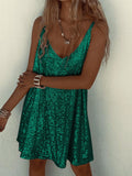 New Sexy Babes Beads V-Neck Short Dress Club Show-Back Slings Dress