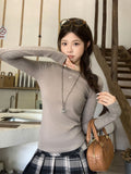 Korean Oat Collar 2026 Autumn New Long-Sleeved T-Shirt Inside The Bottom Shirt To Repair The Lazy Temperament Of The Woman