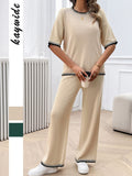 Dili Casual Holiday Style Simple Short-Sleeved Women's Straight-Through Trousers Suit Women's Clothing 2025 Spring And Summer