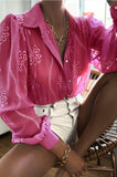 Dili 2025 Spring And Summer Casual Loose Fashion Hollow Bubble Sleeves Top Women's Clothing