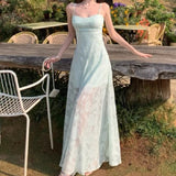 French Mint Man Lace Sling Dress Women's New Summer Seaside Resort Style Wears Long Waist Skirt