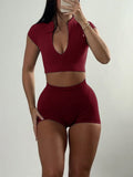 Dili Sports Yoga Style Short-Sleeved Women's Summer Shorts Two-Piece Set Women's Clothing 2025 Summer