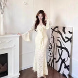 Royal Sister Unique Beauty V-Neck Purple Body-Beauty Fishtail Huge Look Long-Sleeved Dress Autumn 2025