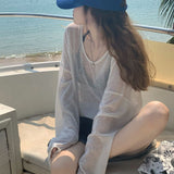 Loose Large-Size Summer Thin Outer V-Neck Sunscreen Shirt T-Shirt T-Shirt Hooded T-Shirt Hooded Hooded Hooded Hooded Hooded Girl