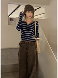 Small Fragrant Wind Hit The Striped Knitted Cardigan Women 2025 Early Autumn New Korean Wearing A Short Sweater Top