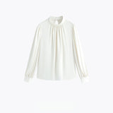 Autumn Gold White Moonlight French GAO Grade White Collar Silk Silk Silk Silk Silk Silk Silk Long-Sleeved Shirt Women's Suit Dress