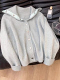 Gentle Wind Soft Milk Blue Sweater Cardigan Women's Autumn And Winter 2025 New Korean Version Of Loose Lazy Knitted Shirt Top