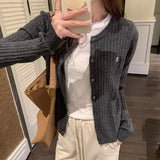 College Style Knitted Cardigan Women's Autumn And Winter 2026 New Niche Embroidery Temperament Outside A Small Man's Top