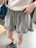 Sweet Wooden Ear Hem Design Sense Of Casual Pants Women Summer Wearing Tight Belt Thin Shorts