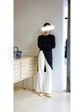 Spring New Black Long Side-Fork Knitted Sweater Dress Design Top