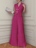 2025 Women's New Fashion Fashion Vest 100-Folded Skirt Pants Two Sets Of Trousers Set Women