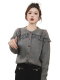 Lace Splicing Unique Super-Looking Sweater Autumn 2025 New Women's Design Sense Niche Knitted Cardigan Top