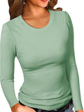 2025 New Women's Modale Ro-Necked T-Shirt Basic Solid Long Sleeve