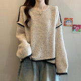 Loose Lazy Gray Sweater Women's Autumn/Winter 2025 New Large-Size Fat Mm High Irregular Knitted Shirt Top