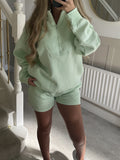 Dili Casual Zippered Jacket Shorts Two-Piece Women's Clothing 2025 Autumn And Winter